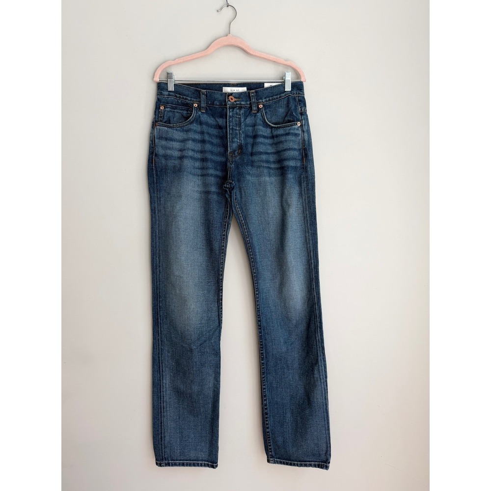 Billy Reid Slim Cut Jeans Mens 31x32 Blue Button Fly Made USA Denim